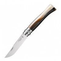 Нож Opinel №8, нержавеющая сталь, полированный клинок, рукоять светлый рог буйвола, дерев футляр, 000980 Нож Opinel №8, нержавеющая сталь, полированный клинок, рукоять светлый рог буйвола, дерев футляр, 000980
