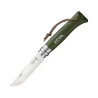 Нож Opinel №8 Trekking, нержавеющая сталь, кожаный темляк, хаки, 001703 Нож Opinel №8 Trekking, нержавеющая сталь, кожаный темляк, хаки, 001703
