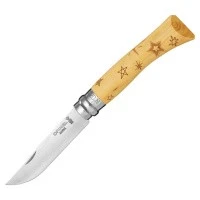 Нож Opinel №7 Nature, нержавеющая сталь, рукоять самшит, гравировка звезды, 001549 Нож Opinel №7 Nature, нержавеющая сталь, рукоять самшит, гравировка звезды, 001549
