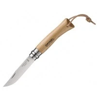 Нож Opinel №7, нержавеющая сталь, рукоять из бука, с кожаным темляком, 001372 Нож Opinel №7, нержавеющая сталь, рукоять из бука, с кожаным темляком, 001372
