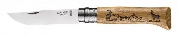 Нож Opinel №8, нержавеющая сталь, рукоять дуб, гравировка серна, 002336 Нож Opinel №8, нержавеющая сталь, рукоять дуб, гравировка серна, 002336