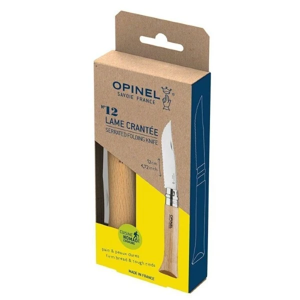 Нож Opinel №12, нержавеющая сталь, рукоять из бука, серрейторная заточка, 002441 Нож Opinel №12, нержавеющая сталь, рукоять из бука, серрейторная заточка, 002441
