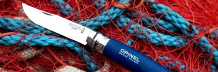 Нож Opinel №8 Trekking, нержавеющая сталь, кожаный темляк, синий, 001704 Нож Opinel №8 Trekking, нержавеющая сталь, кожаный темляк, синий, 001704