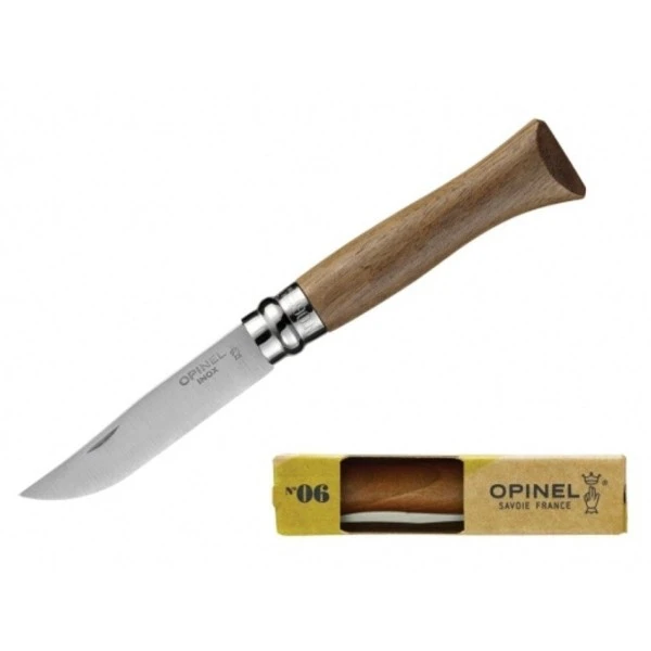 Нож Opinel №6, нержавеющая сталь, ореховая рукоять в картонной коробке 002025 Нож Opinel №6, нержавеющая сталь, ореховая рукоять в картонной коробке 002025