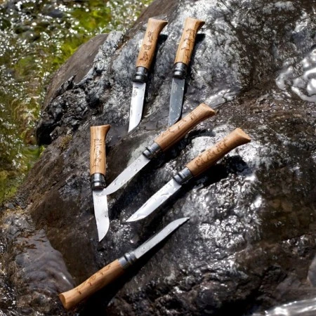 Нож Opinel №8 Animalia, нержавеющая сталь, рукоять дуб, гравировка медведь