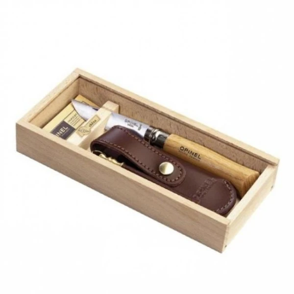 Нож Opinel №8, нержавеющая сталь, рукоять оливковое дерево, деревянный футляр, чехол, 001004 Нож Opinel №8, нержавеющая сталь, рукоять оливковое дерево, деревянный футляр, чехол, 001004