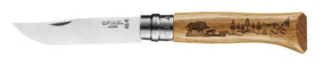 Нож Opinel №8, нержавеющая сталь, рукоять дуб, гравировка кабан. 002331 Нож Opinel №8, нержавеющая сталь, рукоять дуб, гравировка кабан. 002331