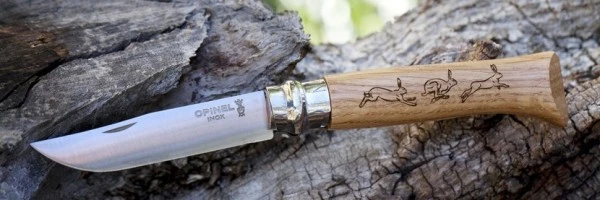 Нож Opinel №8 Animalia, нержавеющая сталь, рукоять дуб, гравировка заяц, 001623 Нож Opinel №8 Animalia, нержавеющая сталь, рукоять дуб, гравировка заяц, 001623