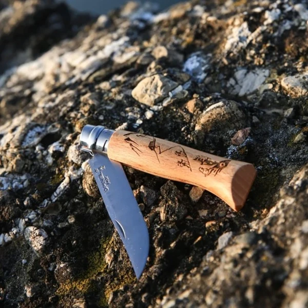 Нож Opinel №8 Alpine adventures, нержавеющая сталь, рукоять бук, гравировка пеший туризм Нож Opinel №8 Alpine adventures, нержавеющая сталь, рукоять бук, гравировка пеший туризм