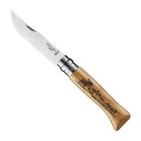 Нож Opinel №8 Animalia, нержавеющая сталь, рукоять дуб, гравировка лось Нож Opinel №8 Animalia, нержавеющая сталь, рукоять дуб, гравировка лось