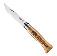 Нож Opinel №8 Animalia, нержавеющая сталь, рукоять дуб, гравировка бизон Нож Opinel №8 Animalia, нержавеющая сталь, рукоять дуб, гравировка бизон