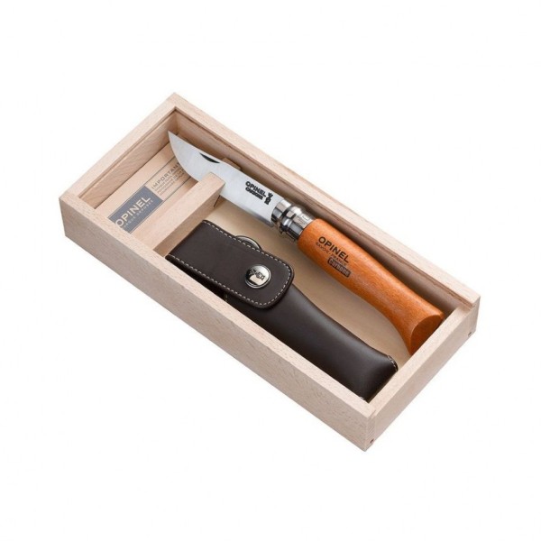 Нож Opinel №8, углеродистая сталь, рукоять из дерева бука, с чехлом, в деревянной коробке, 000815 Нож Opinel №8, углеродистая сталь, рукоять из дерева бука, с чехлом, в деревянной коробке, 000815