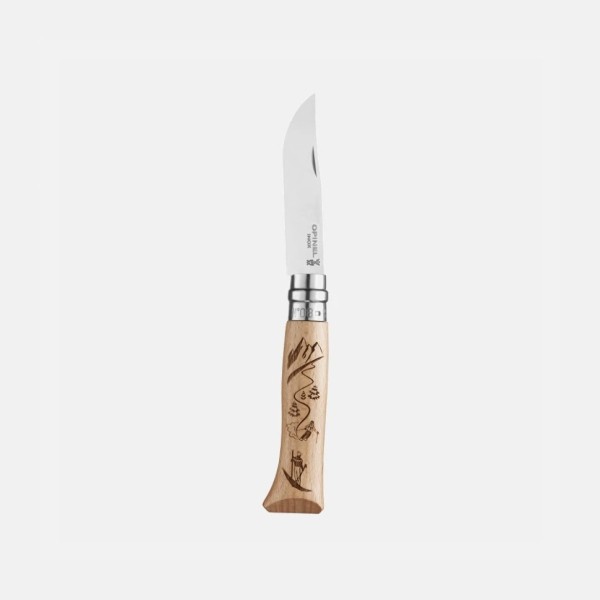 Нож Opinel №8 Alpine adventures, нержавеющая сталь, рукоять бук, гравировка лыжи Нож Opinel №8 Alpine adventures, нержавеющая сталь, рукоять бук, гравировка лыжи