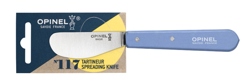 Нож для масла Opinel №117, деревянная рукоять, блистер, нержавеющая сталь, синий, 001937