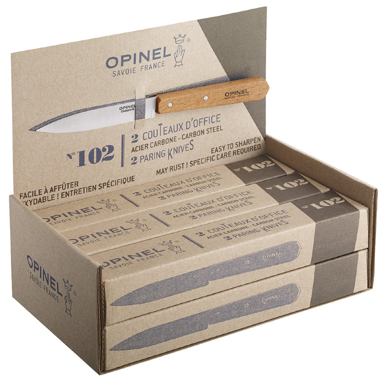 Набор Opinel из двух ножей N°112, углеродистая сталь, для очистки овощей, (6 шт./уп.), 001222