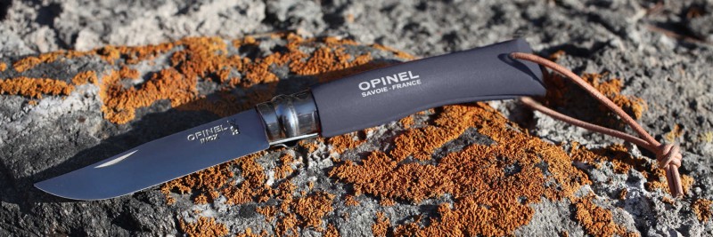 Нож Opinel №8 Trekking, нержавеющая сталь, кожаный темляк, серый