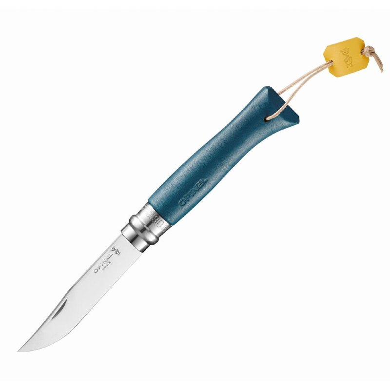 Нож Opinel №8, лимитированная серия, синяя кожаная рукоять