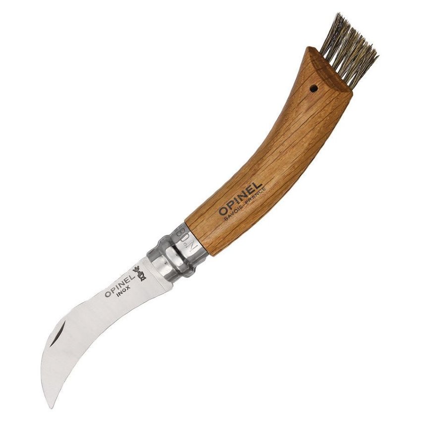 Нож грибника Opinel №8,  нержавеющая сталь, рукоять дуб, чехол, деревянный футляр