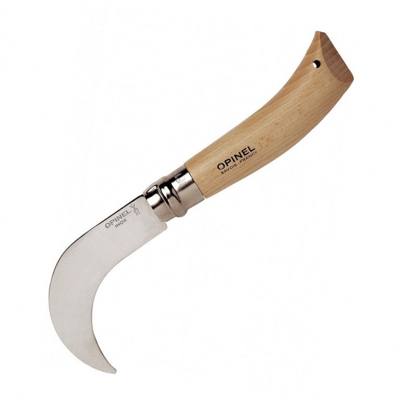 Нож садовый Opinel №10, нержавеющая сталь, с изогнутым лезвием, блистер