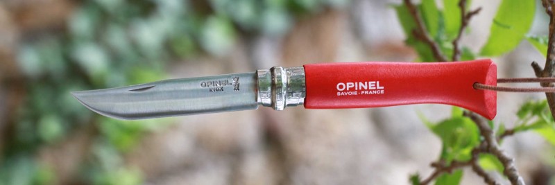 Нож Opinel №8 Trekking, нержавеющая сталь, красный, с чехлом