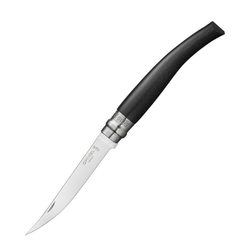 Нож филейный Opinel №10, нержавеющая сталь, рукоять эбеновое дерево, картонная коробка