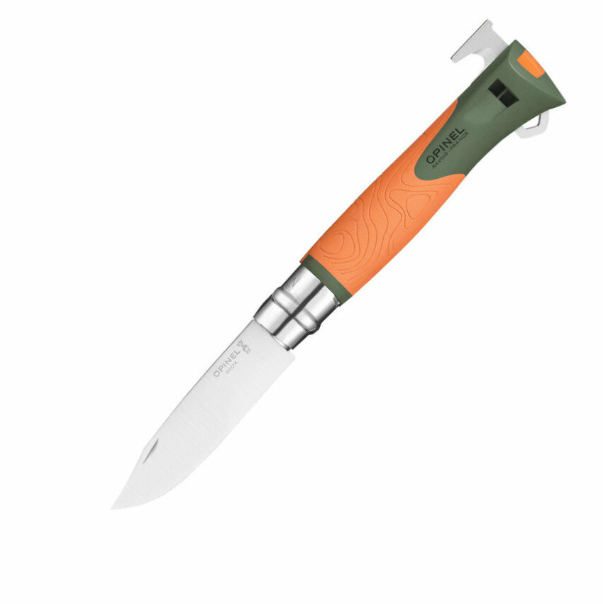 Нож Opinel №12 Explore c инструментом для удаления клещей, оранжевый, 002454