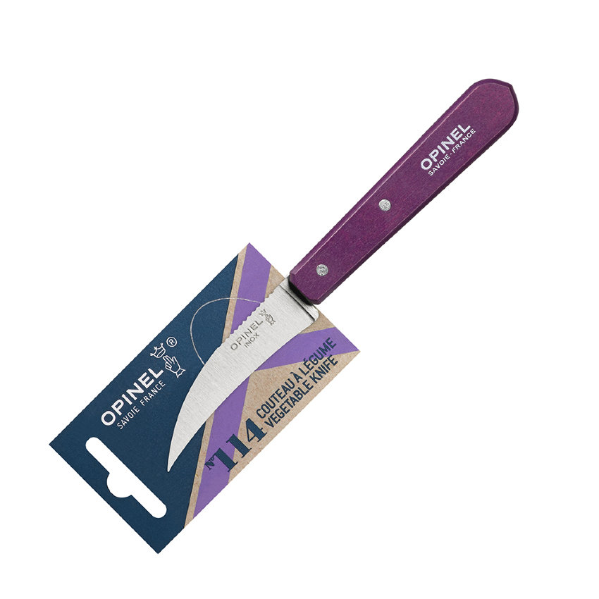 Нож для чистки овощей Opinel №114, деревянная рукоять, нержавеющая сталь, сливовый, блистер, 001924