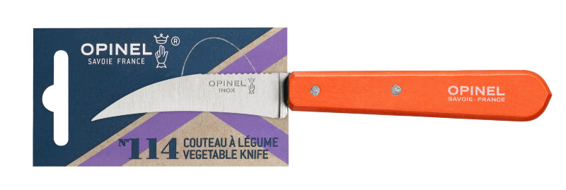 Нож для чистки овощей Opinel №114, деревянная рукоять, нержавеющая сталь, красный, блистер, 001926