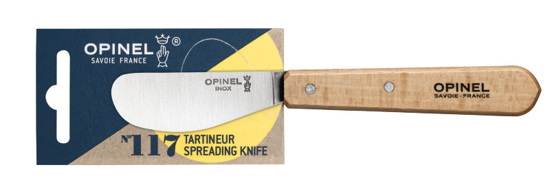 Нож для масла Opinel №117, деревянная рукоять, блистер, нержавеющая сталь, 001933